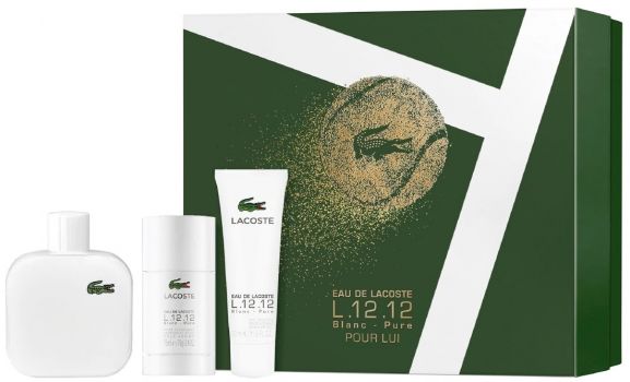 Coffret Eau de Lacoste L.12.12 Blanc : Une Eau de Toilette 100 ml + Déodorant + Gel Douche