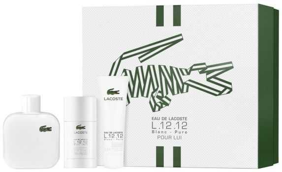 Coffret Lacoste L.12.12. Blanc : Eau de toilette 100 ml + Gel Douche + Déodorant