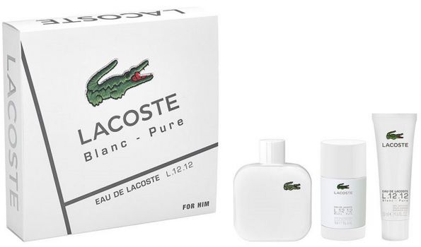 Coffret Lacoste L.12.12. Blanc : Eau de toilette 100 ml + Gel Douche + Déodorant