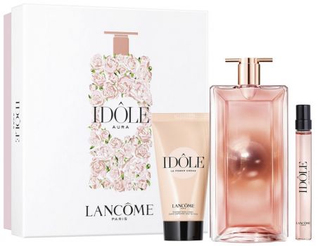 Coffret Idôle Aura 2022 : Eau de parfum 50 ml + Crème corps 50 ml + Vaporisateur 10 ml