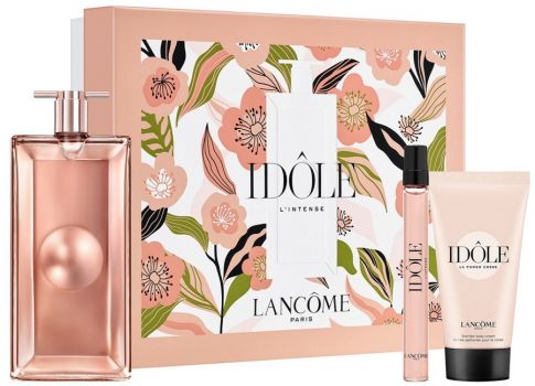 Coffret Idôle L'intense : Eau de parfum 50 ml + Vaporisateur format voyage + Crème Corps