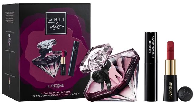 Coffret La Nuit Trésor Noël 2023 : Eau de parfum 50 ml + Mascara + Rouge à lèvres