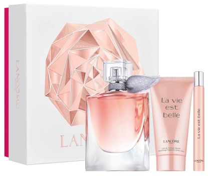 Coffret La Vie est Belle 2022 : Eau de parfum 50 ml + Vaporisateur 10 ml + Lait de parfum 50 ml