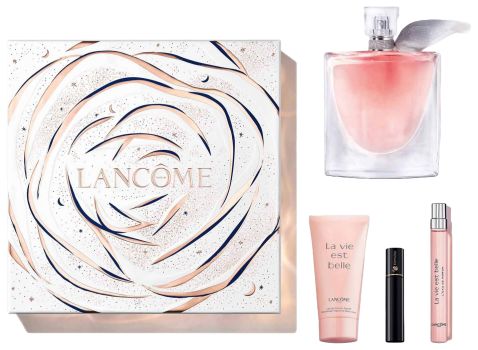 Coffret La Vie est Belle Noël 2023 : Eau de parfum 100 ml + Lait de parfum 50 ml + Mascara + Eau de parfum 10 ml