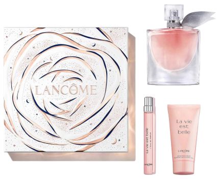 Coffret La Vie est Belle Noël 2023 : Eau de parfum 50 ml + Lait de parfum 50 ml + Eau de parfum 10 ml