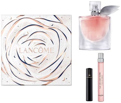 Coffret La Vie est Belle Noël 2023 : Eau de parfum 50 ml + Mascara + Eau de parfum 10 ml