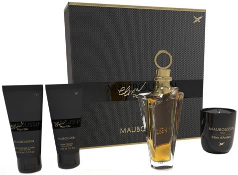 Coffret Elixir Pour Elle : Eau de parfum 100 ml + Lait Corps + Gel Douche + Bougie