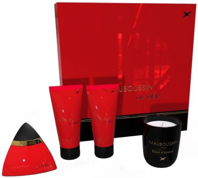 Coffret Mauboussin in Red : Eau de parfum  100ml + Gel Douche + Lait Corps + Bougie