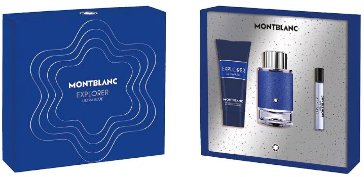 noël et jour de l'an, coffret cadeau ciel bleu rouge fond blanc