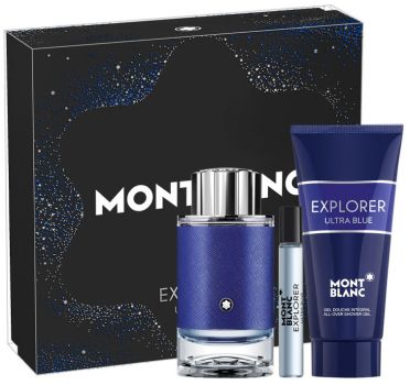 Coffret Explorer Ultra Blue Noël 2023 : Eau de parfum 100 ml + Gel douche 100 ml + Eau de parfum 7.5 ml