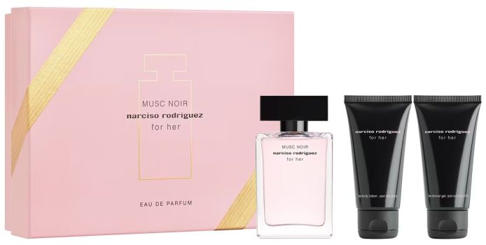 Coffret For Her Musc Noir Noël 2022 : Eau de parfum 50 ml + Lait corps 50 ml + Gel douche 50 ml