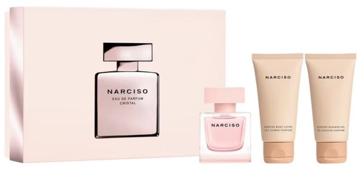 Coffret Narciso Eau de parfum Cristal Noël 2023 : Eau de parfum 50 ml + Gel douche 50 ml + Lait corps 50 ml