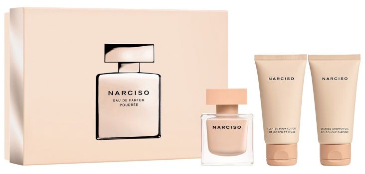 Coffret Narciso Poudrée Noël 2023 : Eau de parfum 50 ml + Lait corps 50 ml + Gel douche 50 ml