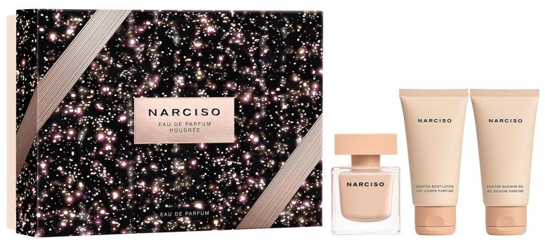 Coffret Narciso Poudrée Noël 2024 : Eau de parfum 50 ml + Lait corps 50 ml + Gel douche 50 ml