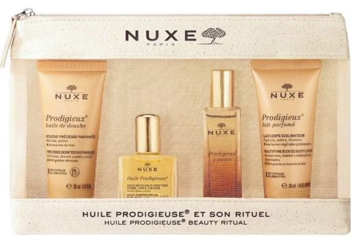 Coffret Prodigieux Le Parfum : Eau de parfum 15 ml + Huile de douche 30 ml + Huile Prodigieuse 10 ml + Lait corps 30 ml