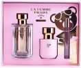 Prada Coffret La Femme Prada : Eau de parfum 100 ml + Vaporisateur Voyage + Lotion Corps pas chers