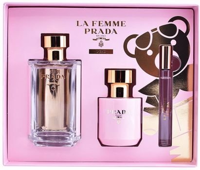 Coffret La Femme Prada : Eau de parfum 100 ml + Vaporisateur Voyage + Lotion Corps