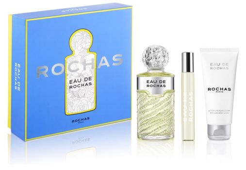 Coffret Eau de Rochas : Eau Toilette 100 ml + Lait Corporel + Vaporisateur Format Voyage