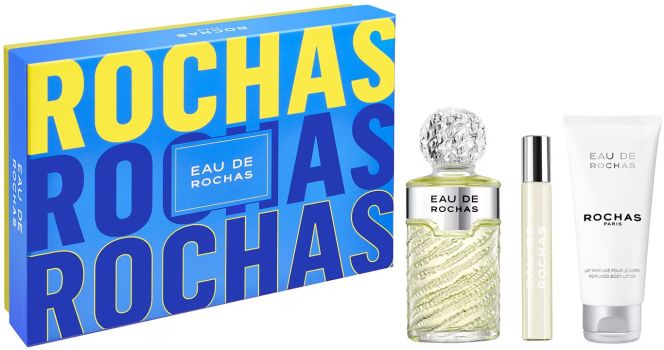 Coffret Eau de Rochas Fête des Mères 2024 : Eau de toilette 100 ml + Format voyage 20 ml + Lait corps 100 ml