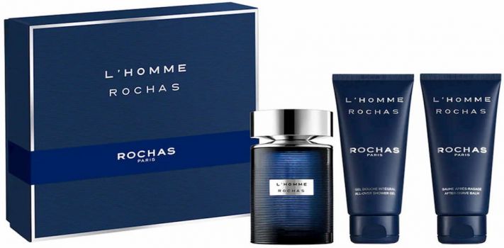 Coffret L'Homme Rochas : Eau de toilette 100 ml + Baume Après-Rasage + Gel Douche