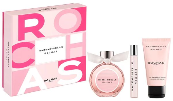 Coffret Mademoiselle Rochas Noël 2023 : Eau de parfum 50 ml + Eau de parfum 7.5 ml + Lait corps 50ml