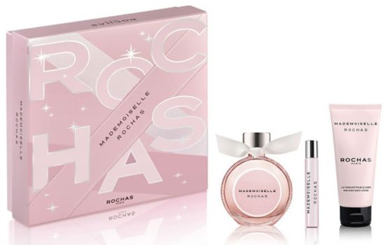 Coffret Mademoiselle Rochas Noël 2023 : Eau de parfum 90 ml + Lait corps 100ml + Eau de parfum 7.5 ml