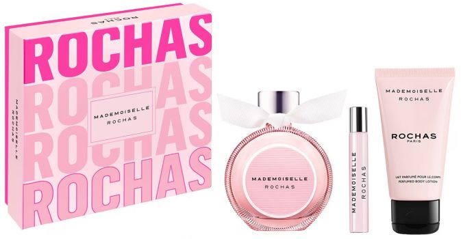 Coffret Mademoiselle Rochas Noël 2024 : Eau de parfum 50 ml + Format voyage 7.5 ml + Lait corps 50ml