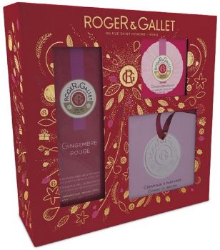 Coffret Noël Gingembre Rouge : Eau de toilette 30 ml + Savon Parfumé + Céramique à Parfumer