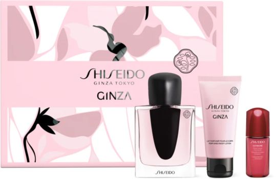 Coffret Ginza : Eau de parfum 50 ml + Lait corporel 50 ml + Sérum énergisant 10 ml