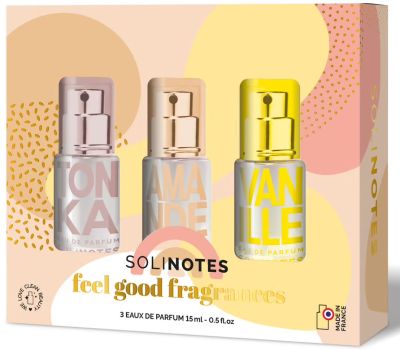 Coffret Trio Eau de parfum Solinotes : Eau de parfum Amande 15 ml + Eau de parfum Vanille 15 ml + Eau de parfum Tonka 15 ml