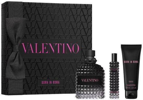 Coffret Uomo Born In Roma Noël 2024 : Eau de toilette 100 ml + Format voyage 15 ml + Gel douche 75 ml