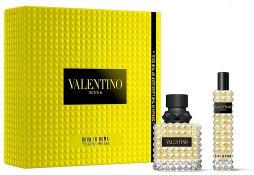 Coffret Valentino Donna Born In Roma Yellow Dream Women : Eau de Parfum 50 ml + Vaporisateur Format Voyage 