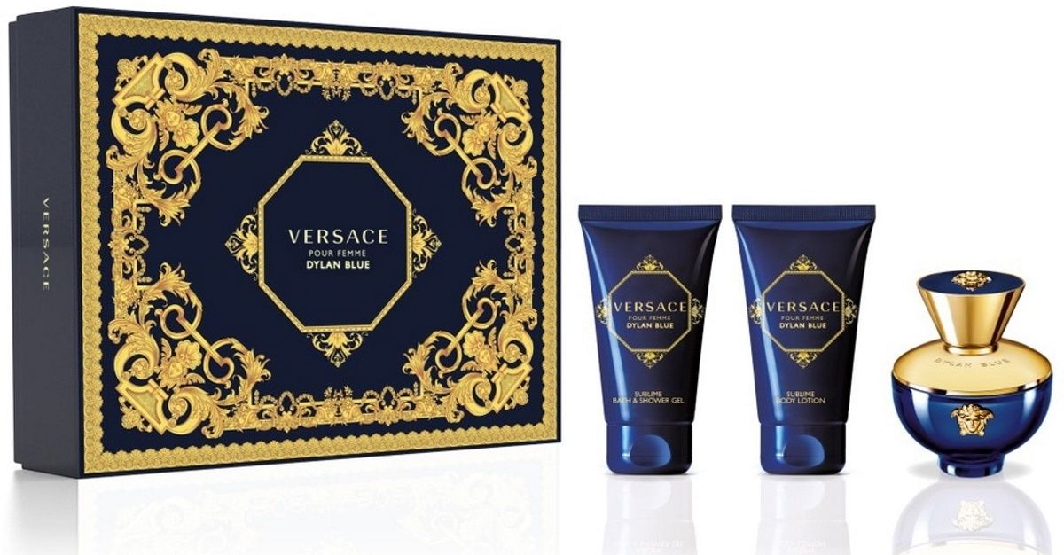 Coffret Dylan Blue : Eau de Parfum 50 ml + Gel Douche + Lait Corps Versace  pas cher