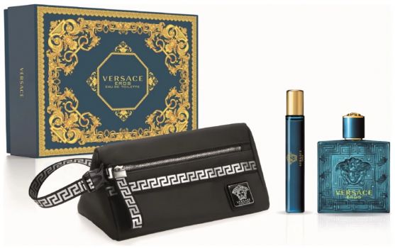 Coffret Eros : Eau de Toilette 100 ml + Vaporisateur de Voyage + Trousse