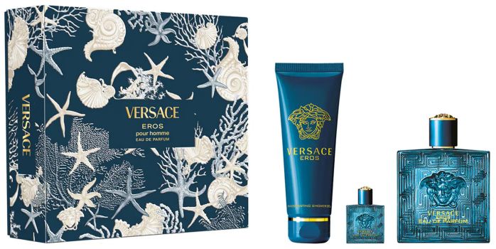 Coffret Eros Fête des Pères 2025 : Eau de parfum 100 ml + Miniature 5 ml + Gel douche 150 ml