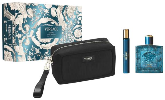 Coffret Eros Noël 2025 : Eau de parfum 100 ml + Eau de parfum 10 ml + Trousse