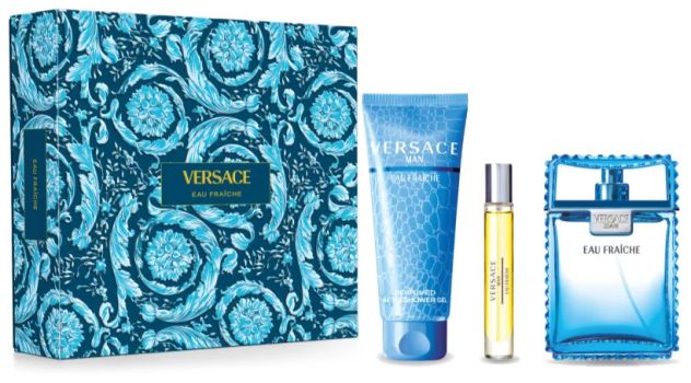 Coffret Versace Man Eau Fraîche 2024 : Eau de toilette 100 ml + Format voyage 10 ml + Gel douche 150 ml