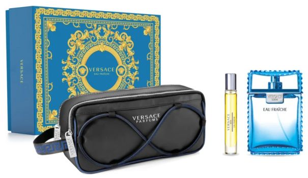 Coffret Versace Man Eau Fraîche : Eau de toilette 100 ml +Eau de toilette 10 ml + Trousse de toilette