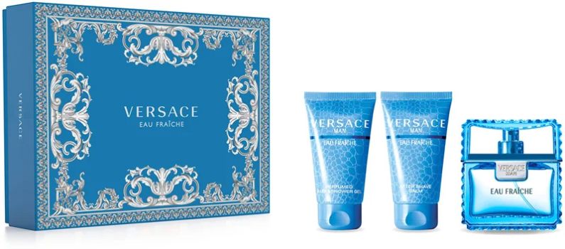 Coffret Versace Man Eau Fraîche : Eau de toilette 50 ml + Gel douche 50 ml + Lait corporel 50 ml