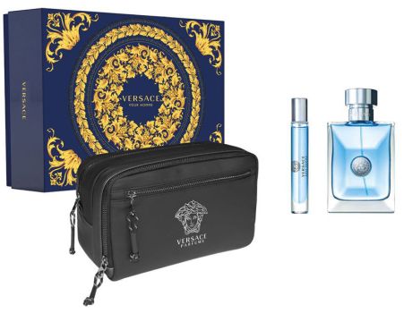 Coffret Versace pour Homme 2023 : Eau de toilette 100 ml + Eau de toilette 10 ml + Trousse 