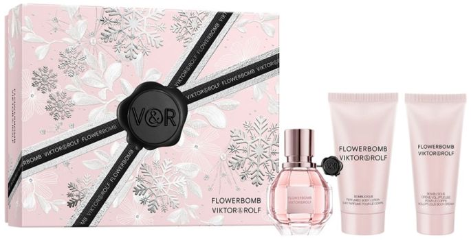Coffret Flowerbomb Noël 2024 : Eau de parfum 30 ml + Lait corps 50 ml + Crème corps 40 ml