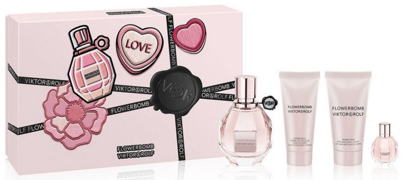 Coffret Saint-Valentin Flowerbomb : Eau de Parfum 50 ml + Crème Corps + Gel Douche + Miniature