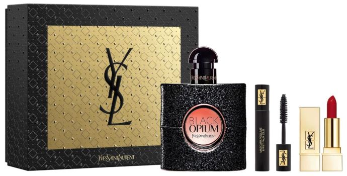 Coffret Black Opium Noël 2022 : Eau de parfum 50 ml + Mascara + Rouge à lèvres