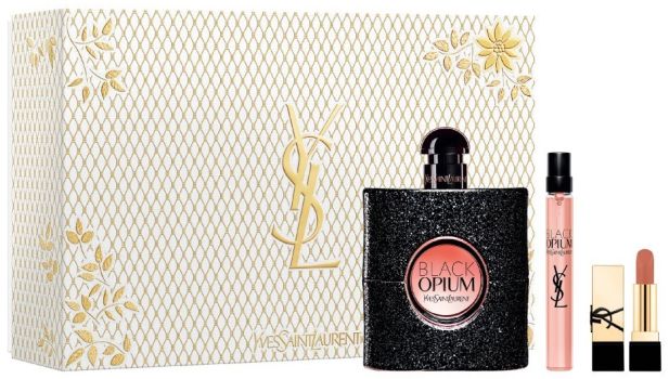 Coffret Black Opium Noël 2024 : Eau de parfum 90 ml + Format voyage 10 ml + Rouge à lèvres
