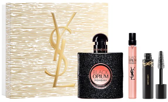 Coffret Black Opium Noël 2025 : Eau de parfum 50 ml + Format voyage 10 ml + Mascara