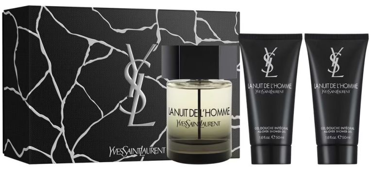 Coffret La Nuit de L'Homme Noël 2023 : Eau de toilette 100 ml + Gel douche 50 ml + Gel douche 50 ml