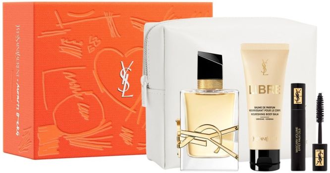 Coffret Libre Fête des Mères 2024 : Eau de parfum 50 ml + Lait corps 50 ml + Mascara + Pochette