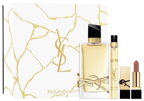 Coffret Libre Noël 2023 : Eau de parfum 90 ml + Rouge à lèvres + Eau de parfum 10 ml