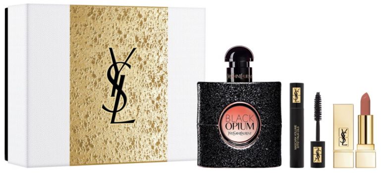 Coffret Noël Black Opium : Eau de parfum 50 ml + Miniature Mascara + Rouge à Lèvres