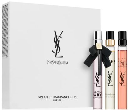 Coffret Yves Saint Laurent Noël 2023 : Eau de parfum Mon Paris 10 ml + Eau de parfum Libre 10 ml + Eau de parfum Black Opium 10 ml
